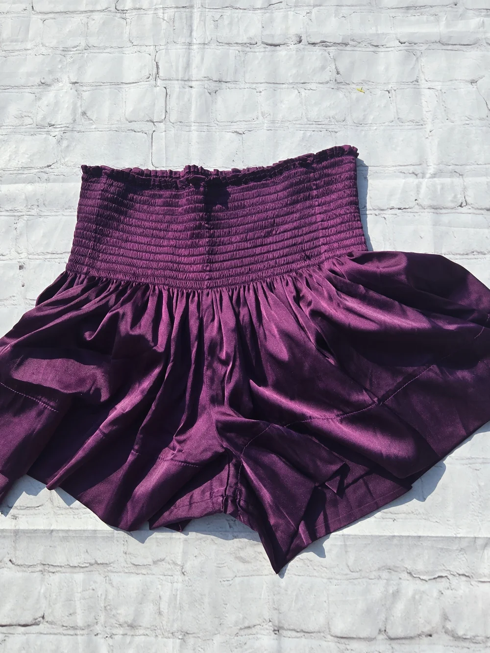 Natural Life Smocked Waist Plum Purple Flowy Pull On Daisy Shorts  M